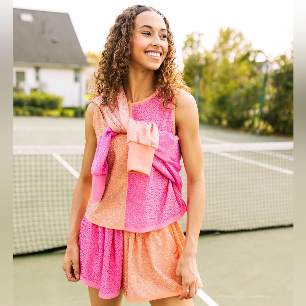 Queen of Sparkle orange and coral shorts